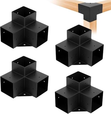 Zestaw wsporników do pergoli nowoczesnej na zewnątrz, zestaw podstawy słupa drewnianego ze stalowymi wspornikami, modułowe wymiary, zestawy wsporników do pergoli